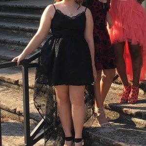 High low black homecoming dress/ prom dress